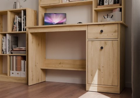 Biurko CHESTER Z NADSTAWKĄ Dąb Artisan 1 Szuflada Szafka Regał Do Pokoju