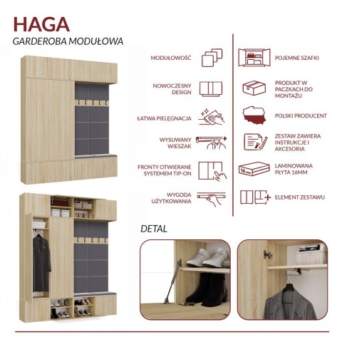 Garderoba HAGA IV/2Sz2W DĄB SONOMA 2x Szafa + 2x Wieszak