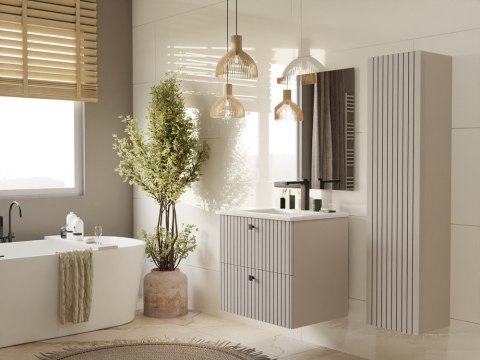 SZAFKA POD UMYWALKĘ TIGO 60 2S KASZMIR 2 SZUFLADY RYFLOWANY FRONT WISZĄCA