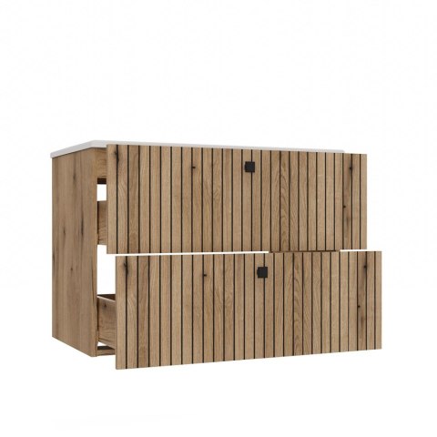 SZAFKA POD UMYWALKĘ TIGO 80 2S DĄB EVOKE RYFLOWANY FRONT + UMYWALKA