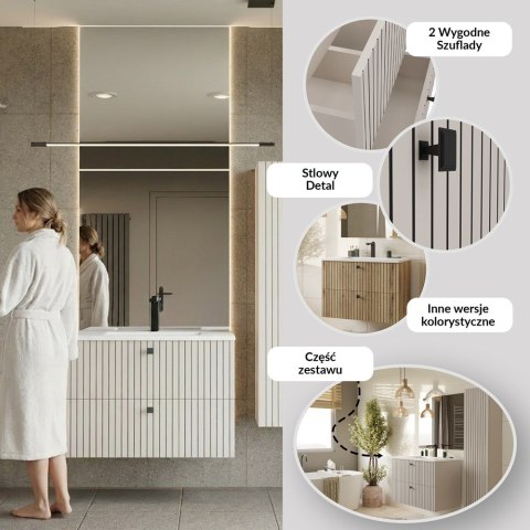 SZAFKA POD UMYWALKĘ TIGO 80 2S KASZMIR RYFLOWANY FRONT + UMYWALKA