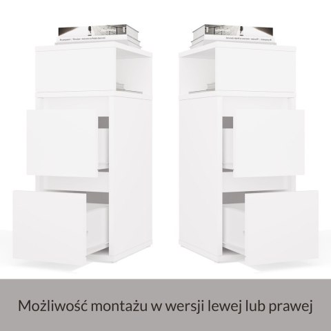 Szafka Nocna YORK Stolik Nocny Półka 2 Szuflady Do Sypialni BIAŁY