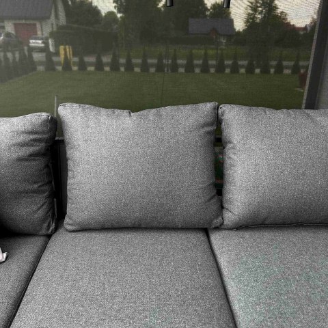 Zestaw Mebli Ogrodowych Jadalnianych TEXAS Narożny dla 6 Osób Sofa Stół Ławka SZARY